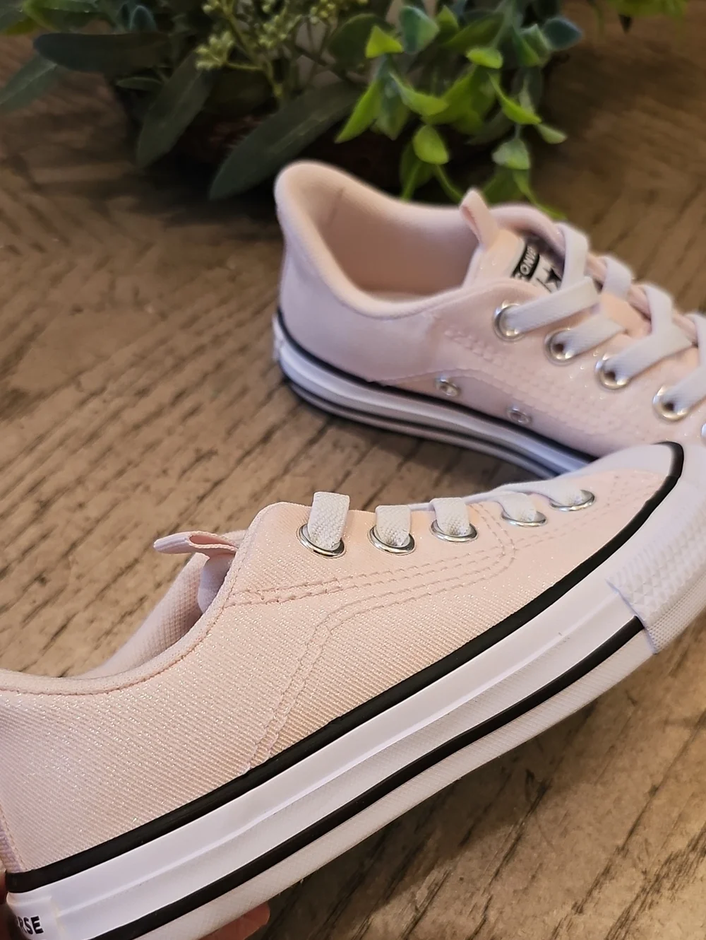 Converse Pink Shimmer Slip On Sneakers Size 12 NWOT